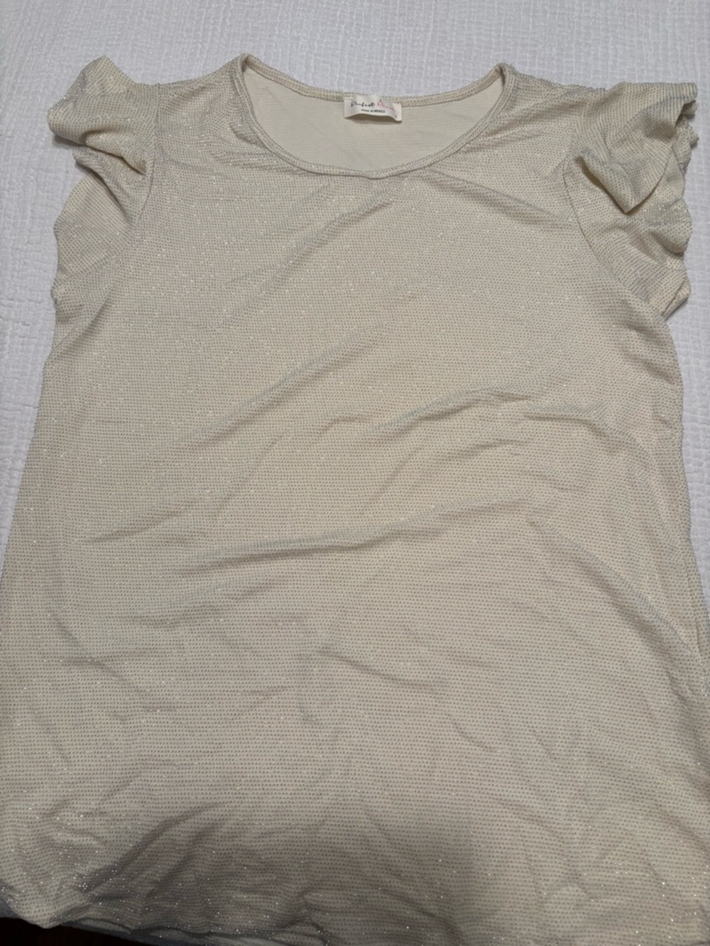 Sparkle Short Sleeve Top in Cream